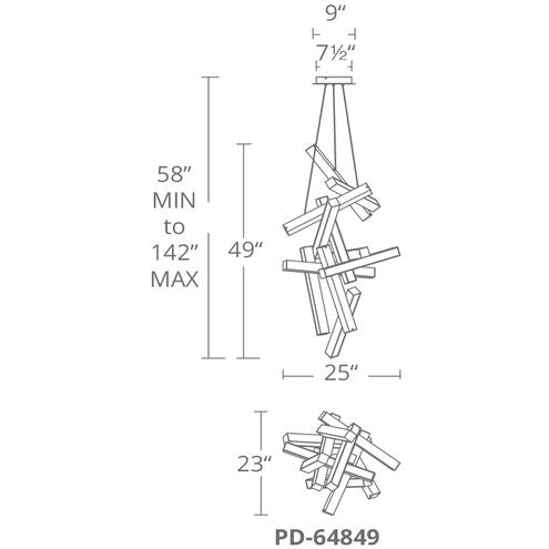 Chaos Chandelier Ceiling Light in 12 49in LED 23 inch Black