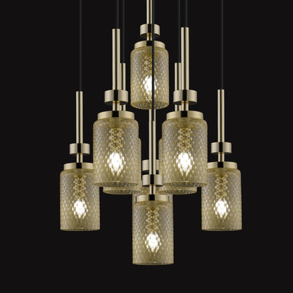 Pendant Light Cluster With Balloton Effect Glass Shades