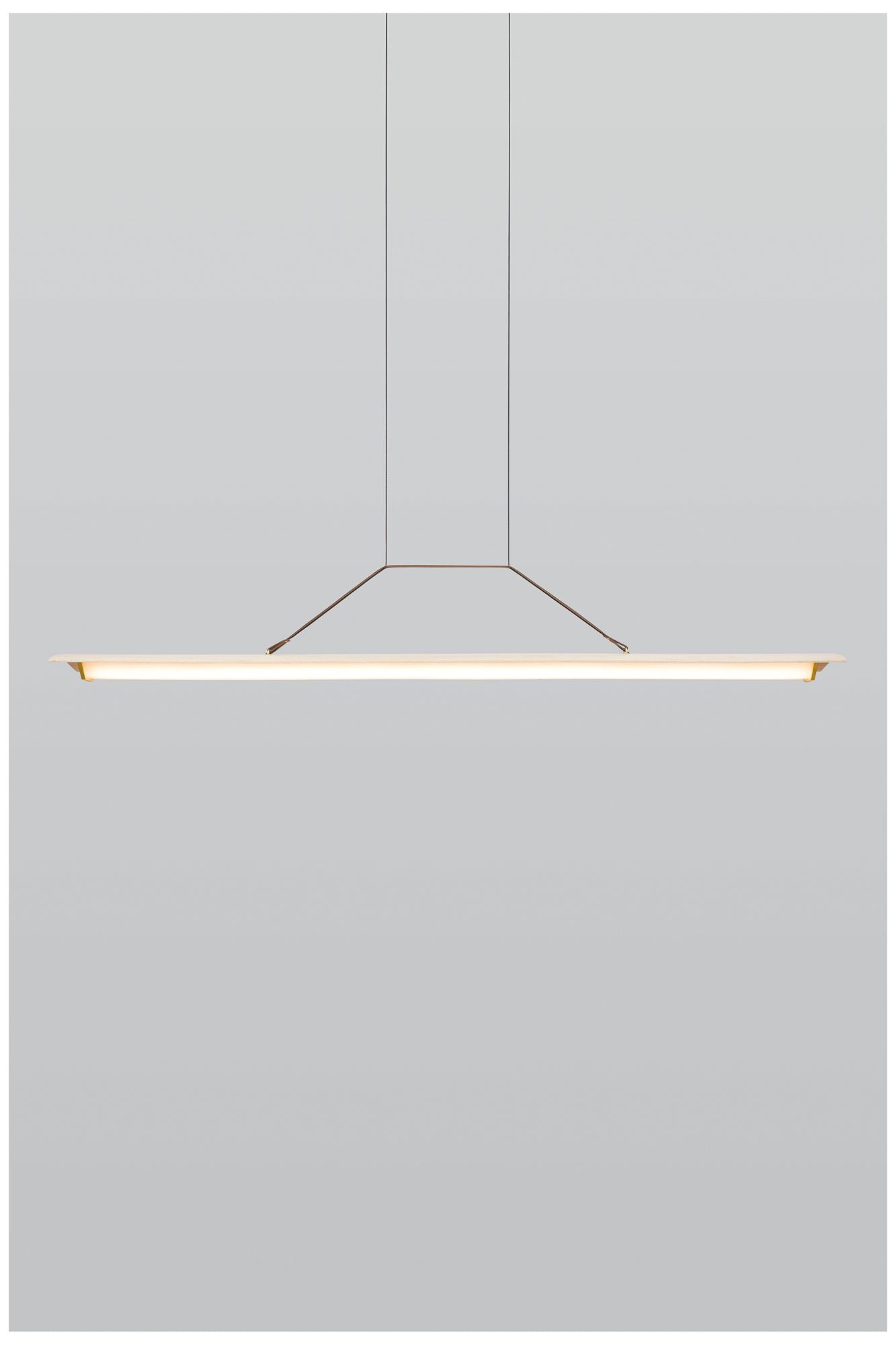 Penna 64.5" Brushed Brass & White Washed Oak 3500K LED Pendant