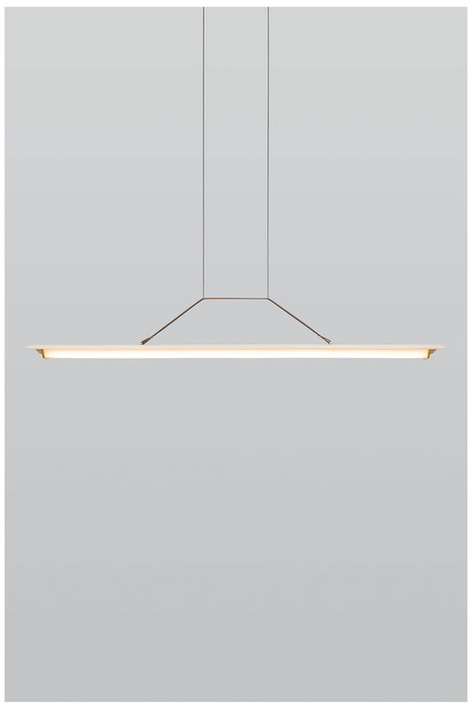 Penna 64.5" Brushed Brass & White Washed Oak 3500K LED Pendant