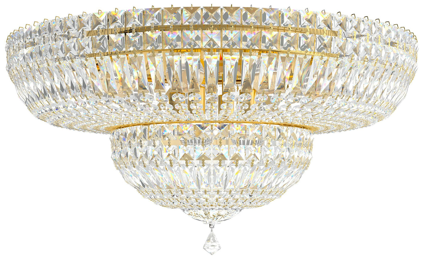 Petit Crystal Deluxe 12"H x 24"W 13-Light Flush Mount in Polished