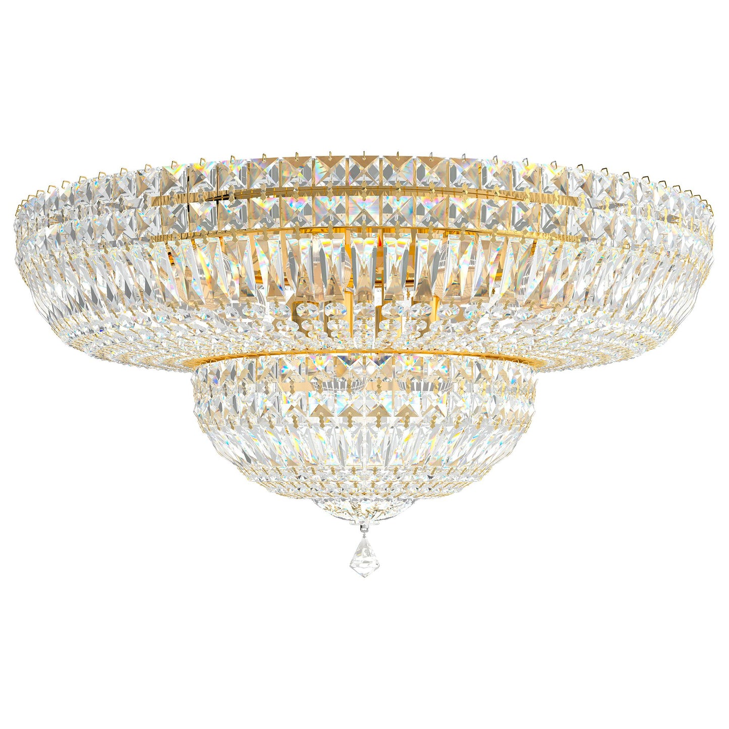 Petit Crystal Deluxe 12"H x 24"W 13-Light Flush Mount in Polished