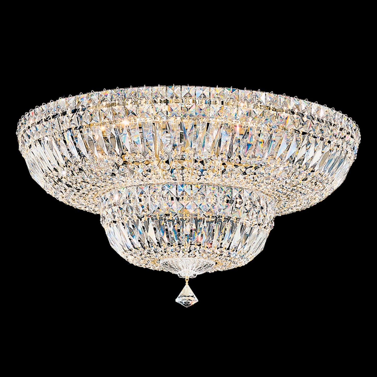 Petit Crystal Deluxe 12"H x 24"W 13-Light Flush Mount in Polished