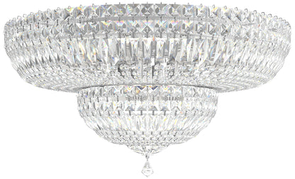 Petit Crystal Deluxe 12"H x 24"W 13-Light Flush Mount in Silver