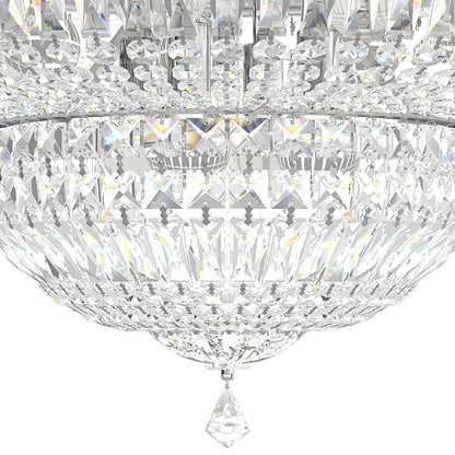 Petit Crystal Deluxe 12"H x 24"W 13-Light Flush Mount in Silver