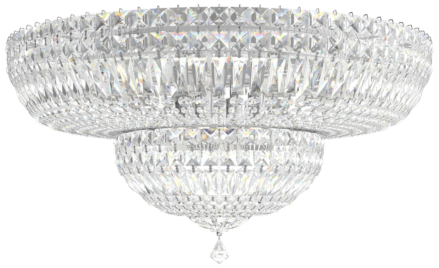 Petit Crystal Deluxe 12"H x 24"W 13-Light Flush Mount in Silver