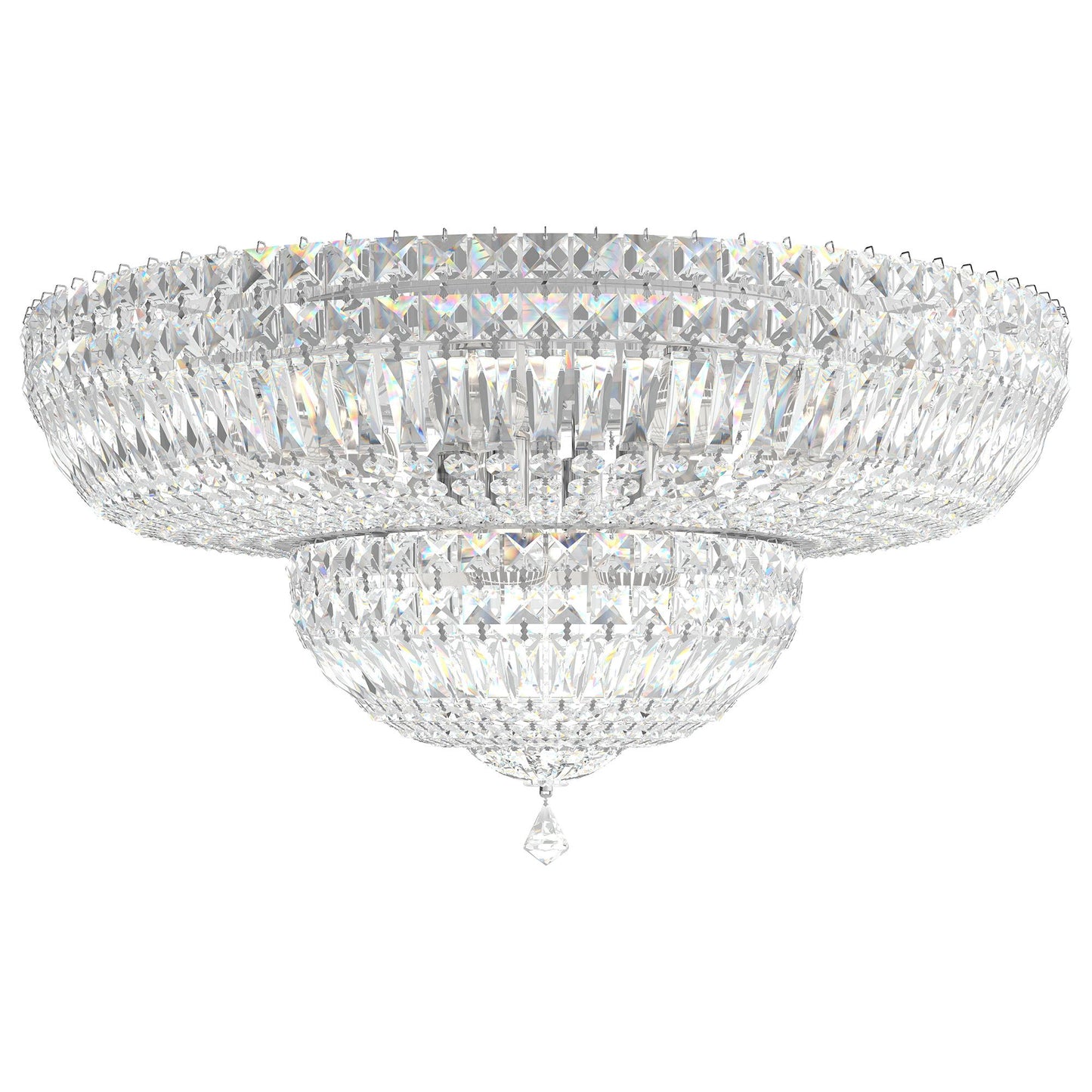 Petit Crystal Deluxe 12"H x 24"W 13-Light Flush Mount in Silver
