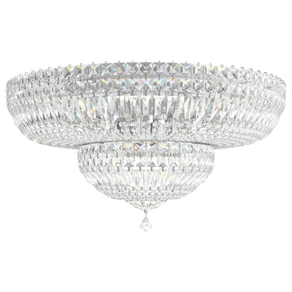 Petit Crystal Deluxe 12"H x 24"W 13-Light Flush Mount in Silver
