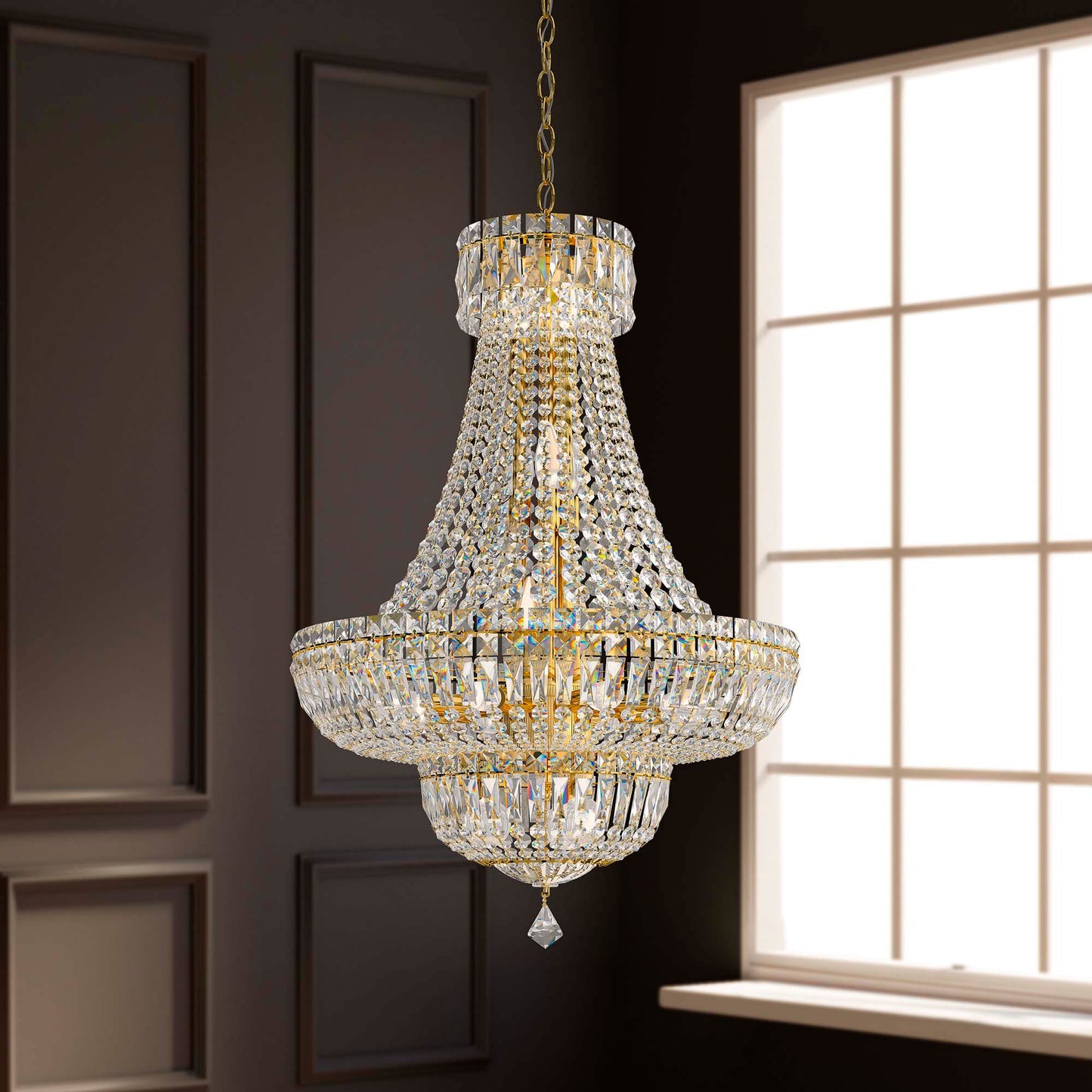 Petit Crystal Deluxe 31"H x 21"W 20-Light Chandelier in Polished
