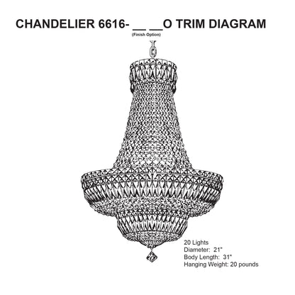 Petit Crystal Deluxe 31"H x 21"W 20-Light Chandelier in Polished