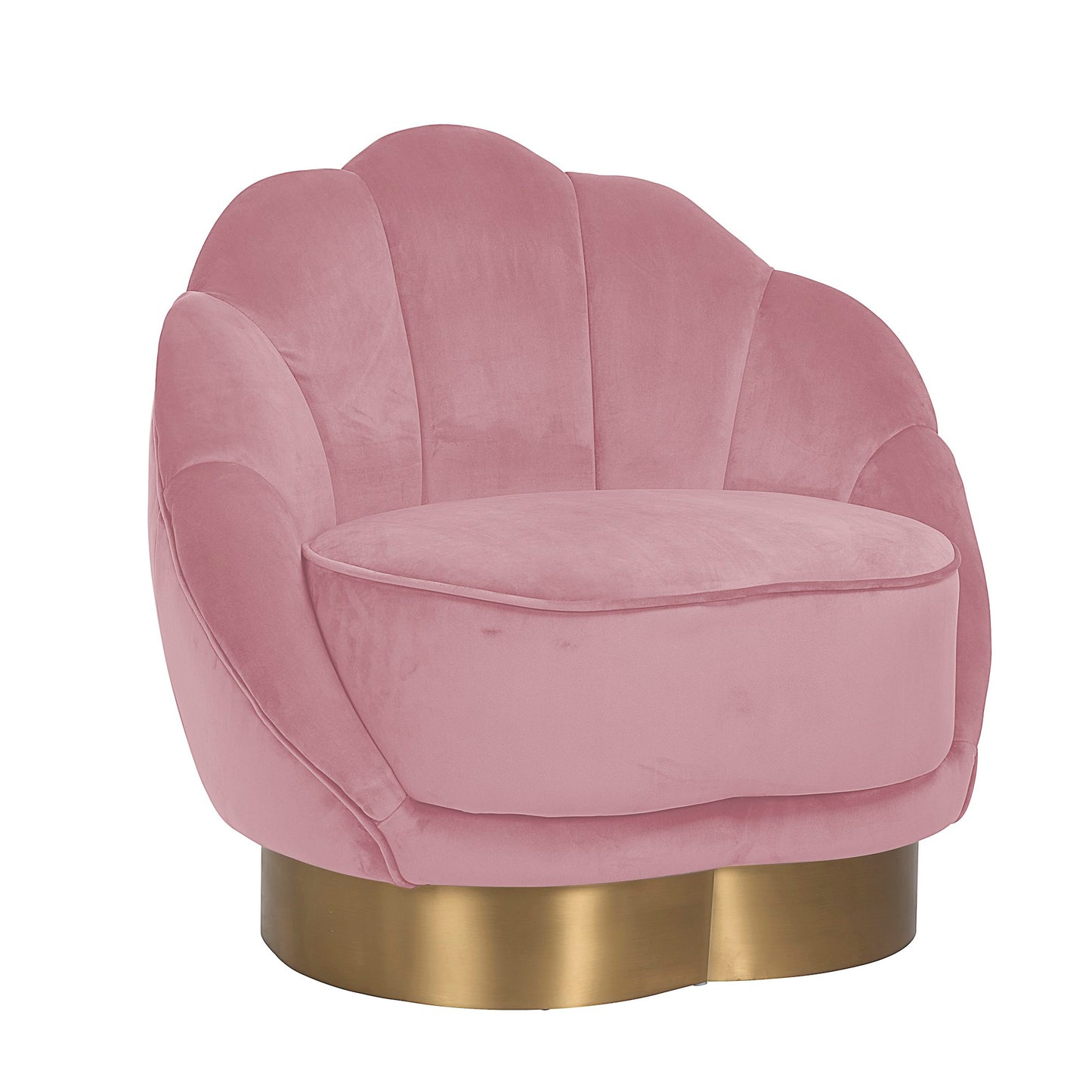 Pink Velvet Scalloped Edge Occasional Chair