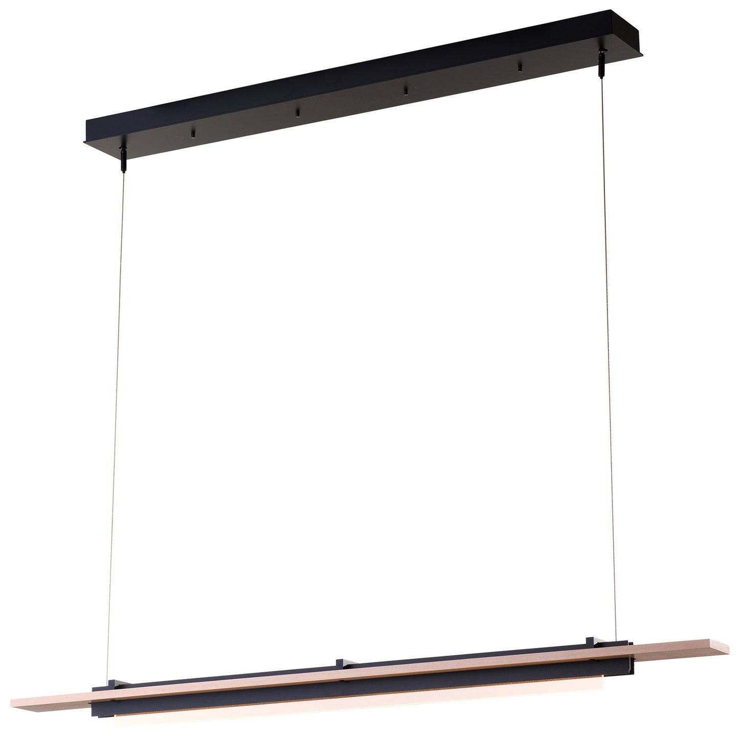 Plank LED Pendant - Black Finish - Maple Wood Accents - Standard Height