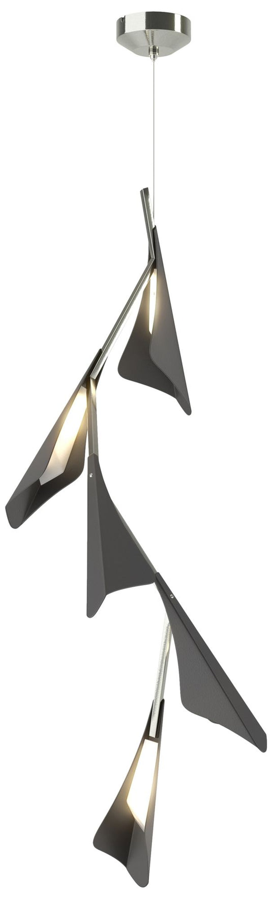 Plume 15"W 5-Light Black and Sterling Standard LED Pendant