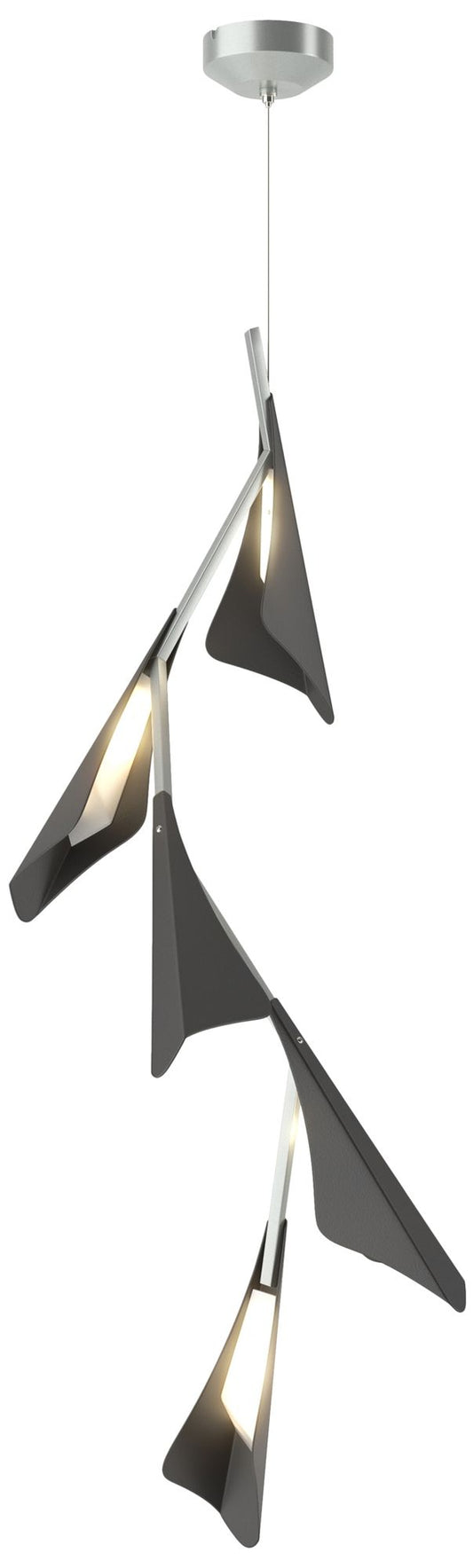 Plume 15"W 5-Light Black and Vintage Platinum Standard LED Pendant
