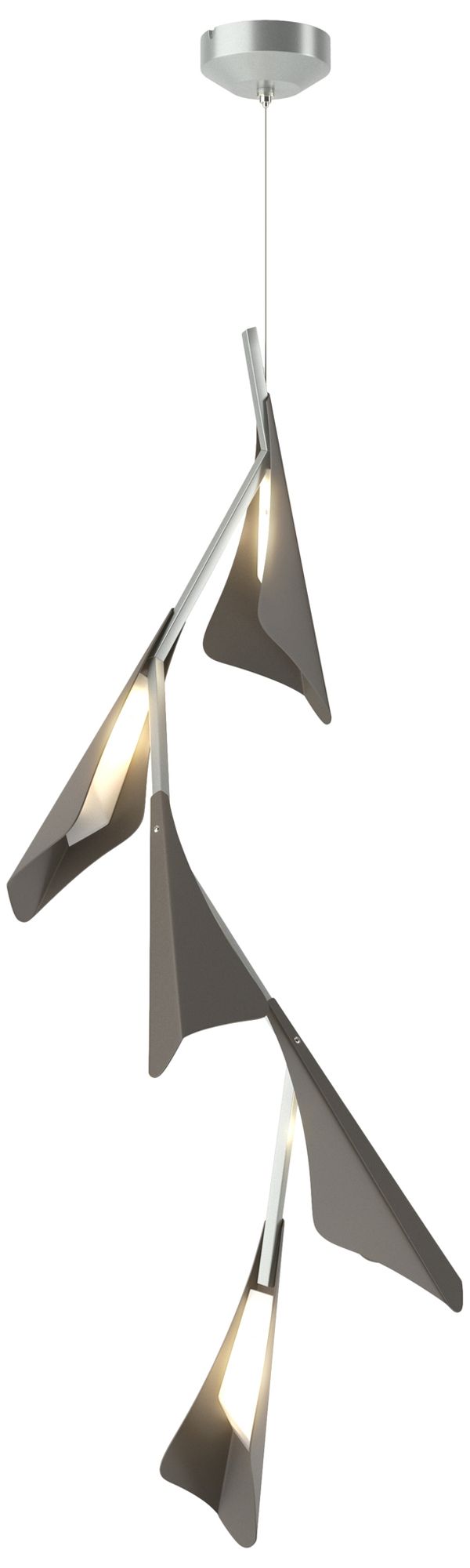 Plume 15"W 5-Light Dark Smoke and Vintage Platinum Standard LED Pendan