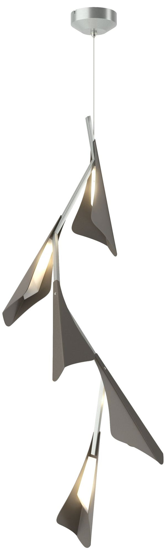 Plume 15"W 5-Light Dark Smoke and Vintage Platinum Standard LED Pendan