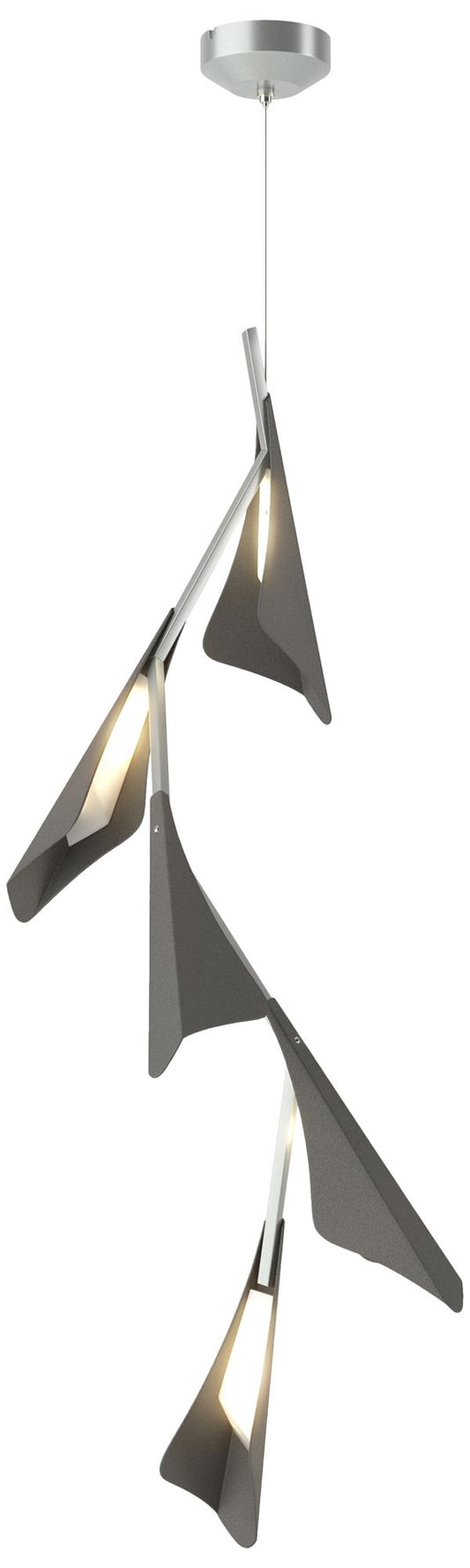 Plume 15"W 5-Light Iron and Vintage Platinum Standard LED Pendant