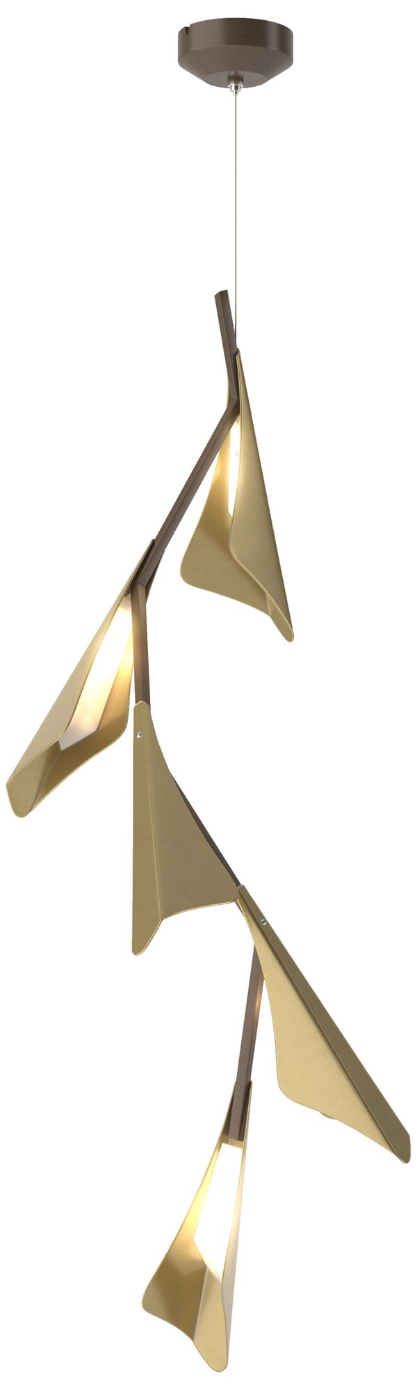 Plume 15"W 5-Light Modern Brass and Bronze Standard LED Pendant