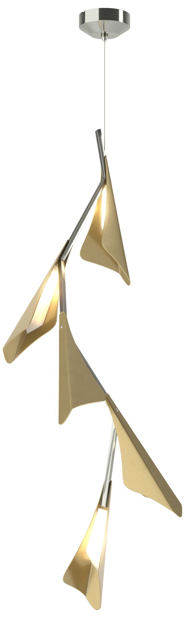 Plume 15"W 5-Light Modern Brass and Sterling Standard LED Pendant