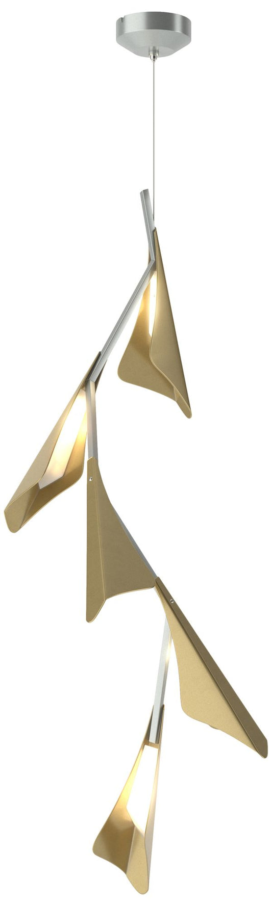 Plume 15"W 5-Light Modern Brass and Vintage Platinum Standard LED Pend