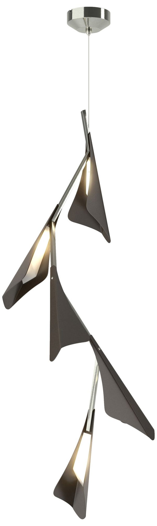 Plume 15"W 5-Light Oil Rubbed Bronze and Sterling Standard LED Pendant