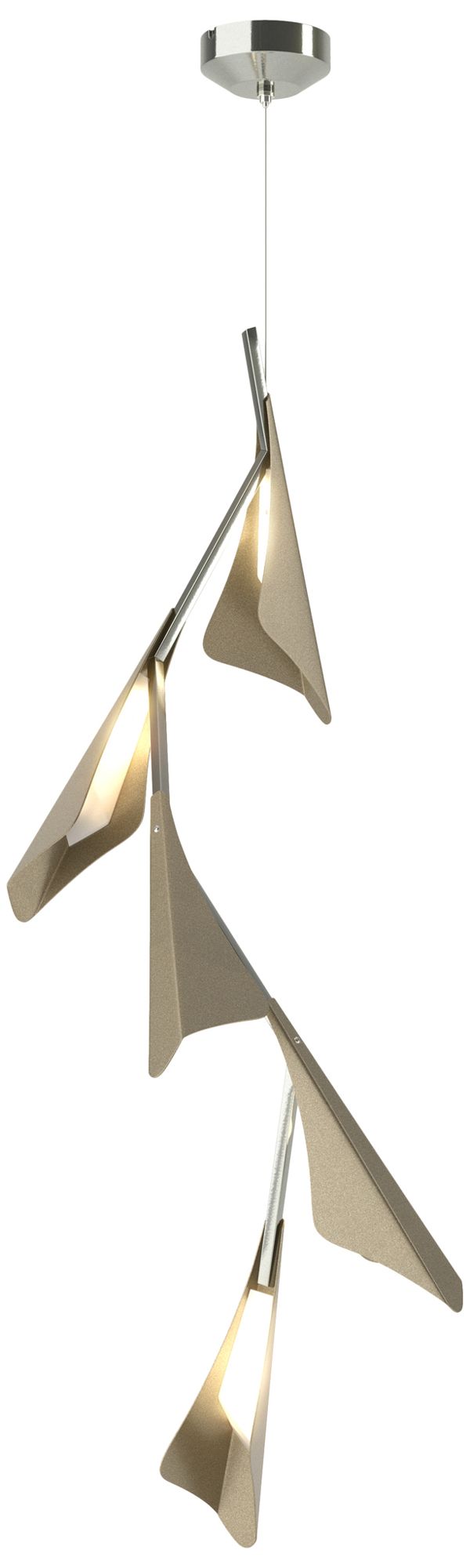 Plume 15"W 5-Light Soft Gold and Sterling Standard LED Pendant