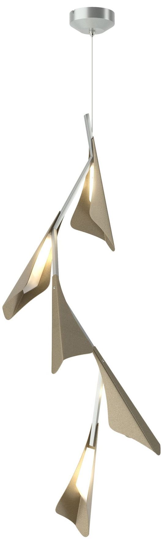 Plume 15"W 5-Light Soft Gold and Vintage Platinum Standard LED Pendant