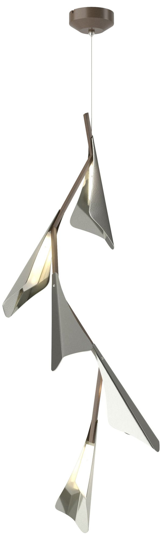 Plume 15"W 5-Light Sterling and Bronze Standard LED Pendant