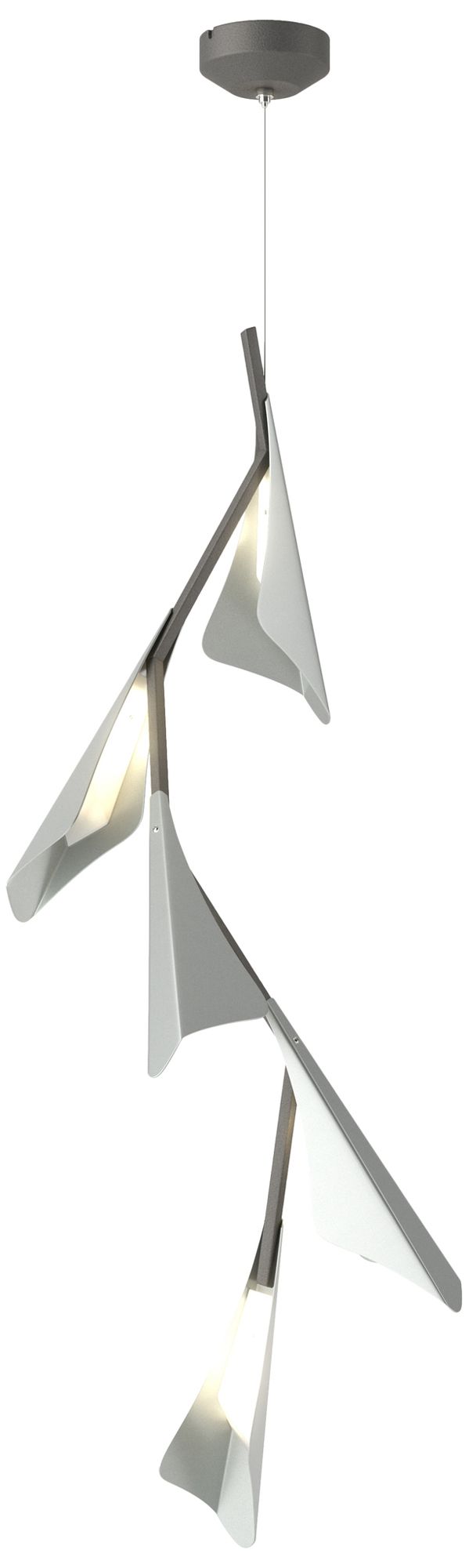 Plume 15"W 5-Light Vintage Platinum and Iron Standard LED Pendant