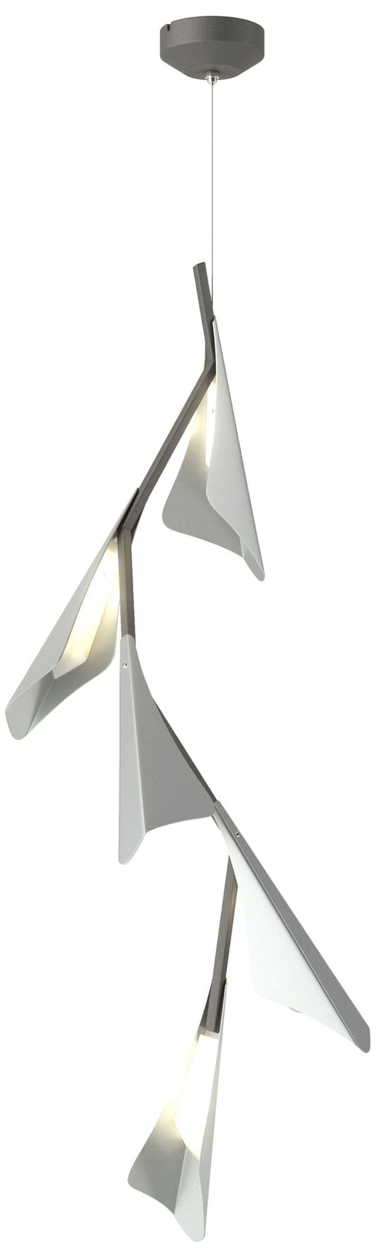 Plume 15"W 5-Light Vintage Platinum and Iron Standard LED Pendant