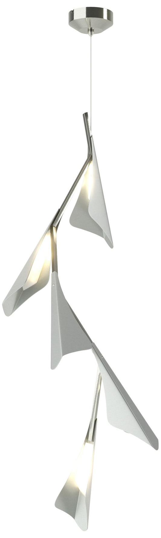 Plume 15"W 5-Light Vintage Platinum and Sterling Standard LED Pendant