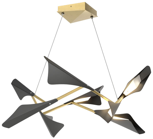 Plume 37.6"W 8-Light Black and Modern Brass Standard LED Pendant