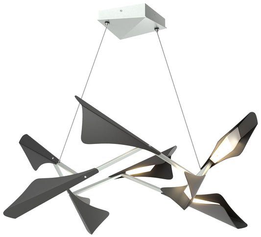 Plume 37.6"W 8-Light Black and Vintage Platinum Standard LED Pendant