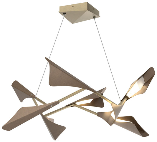 Plume 37.6"W 8-Light Bronze and Soft Gold Standard LED Pendant