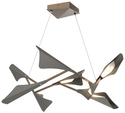 Plume 37.6"W 8-Light Iron and Bronze Standard LED Pendant