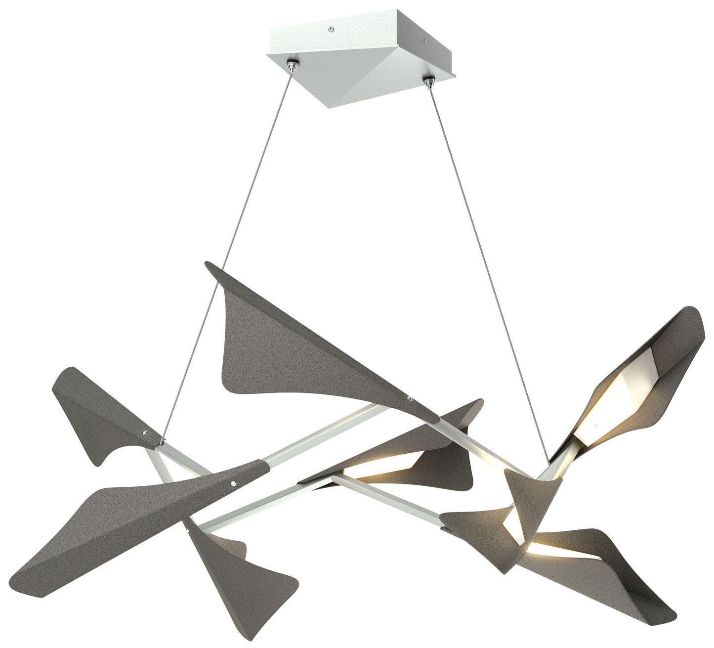 Plume 37.6"W 8-Light Iron and Vintage Platinum Standard LED Pendant