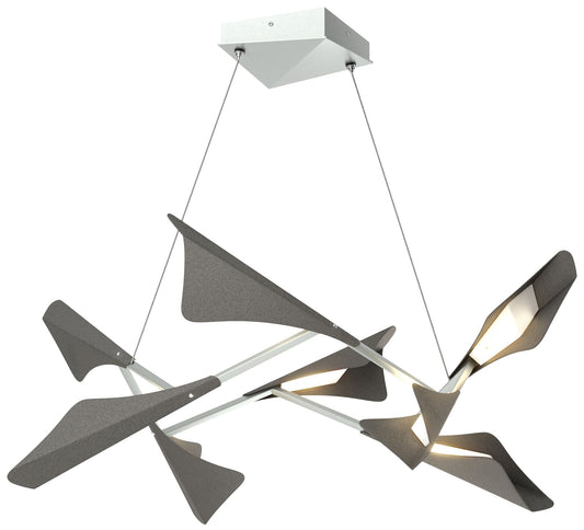 Plume 37.6"W 8-Light Iron and Vintage Platinum Standard LED Pendant