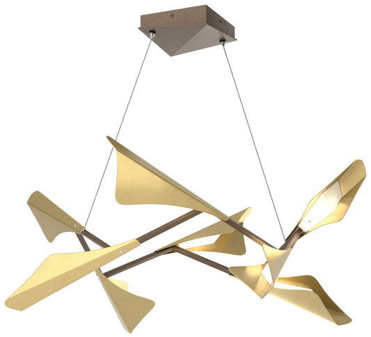 Plume 37.6"W 8-Light Modern Brass and Bronze Standard LED Pendant