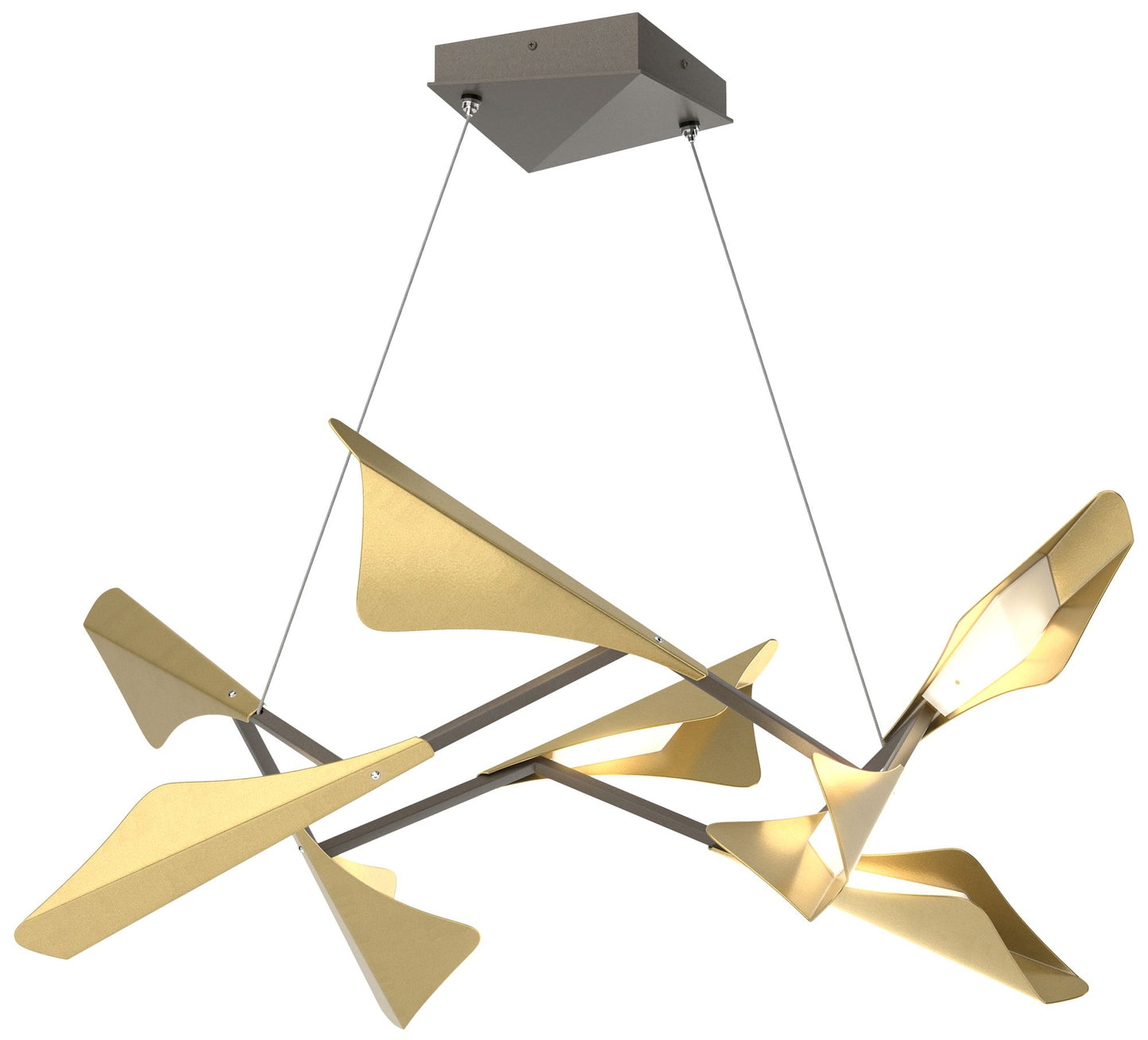 Plume 37.6"W 8-Light Modern Brass and Dark Smoke Standard LED Pendant