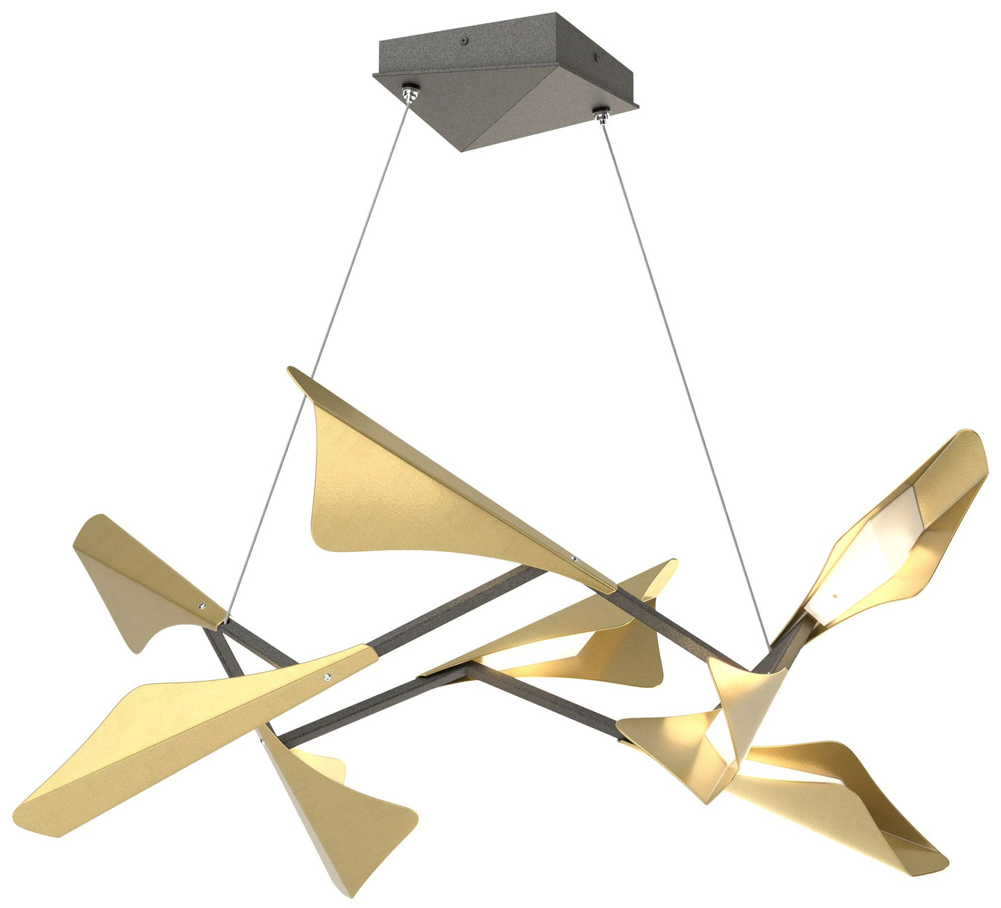 Plume 37.6"W 8-Light Modern Brass and Iron Standard LED Pendant