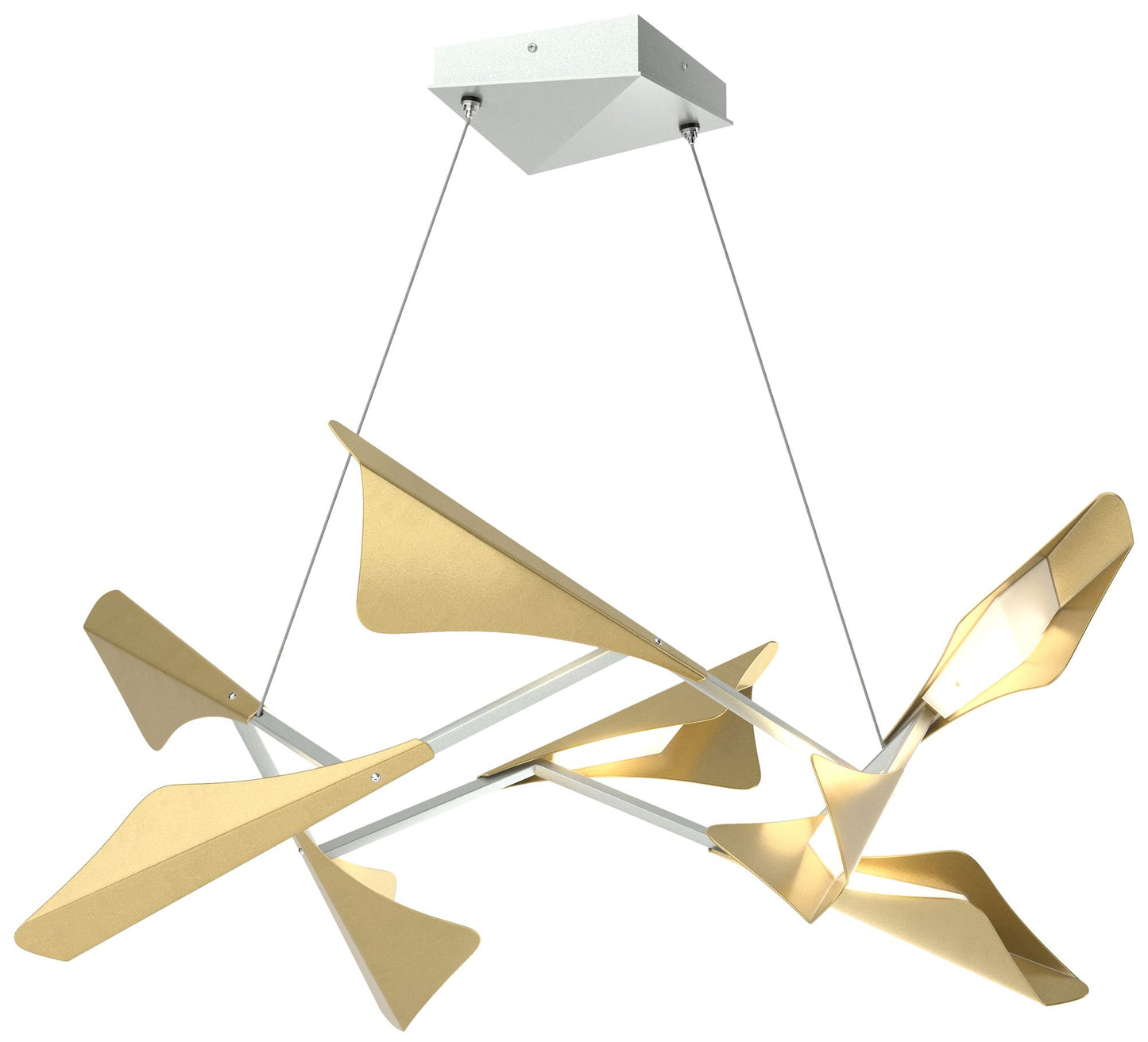 Plume 37.6"W 8-Light Modern Brass and Vintage Platinum Standard LED Pe