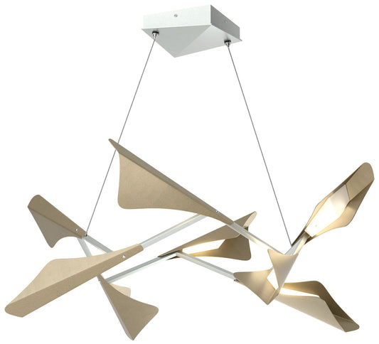 Plume 37.6"W 8-Light Soft Gold and Vintage Platinum Standard LED Penda