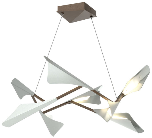 Plume 37.6"W 8-Light Vintage Platinum and Bronze Standard LED Pendant