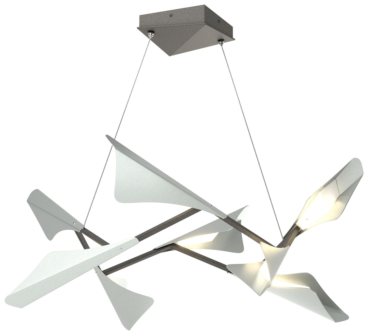 Plume 37.6"W 8-Light Vintage Platinum and Iron Standard LED Pendant