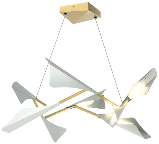 Plume 37.6"W 8-Light Vintage Platinum and Modern Brass Standard LED Pe