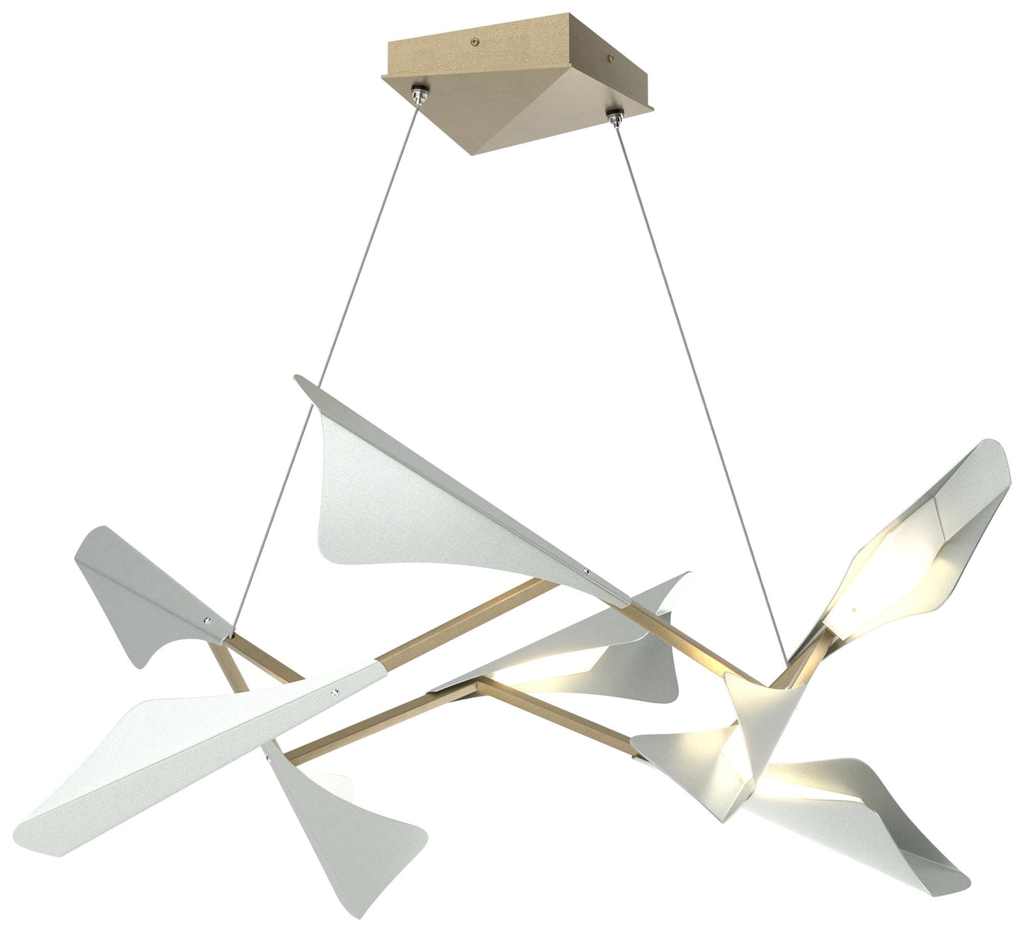 Plume 37.6"W 8-Light Vintage Platinum and Soft Gold Standard LED Penda