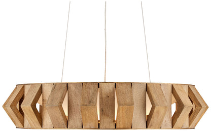 Plunge 30" Wide Brass Toffee Wood LED Chandelier