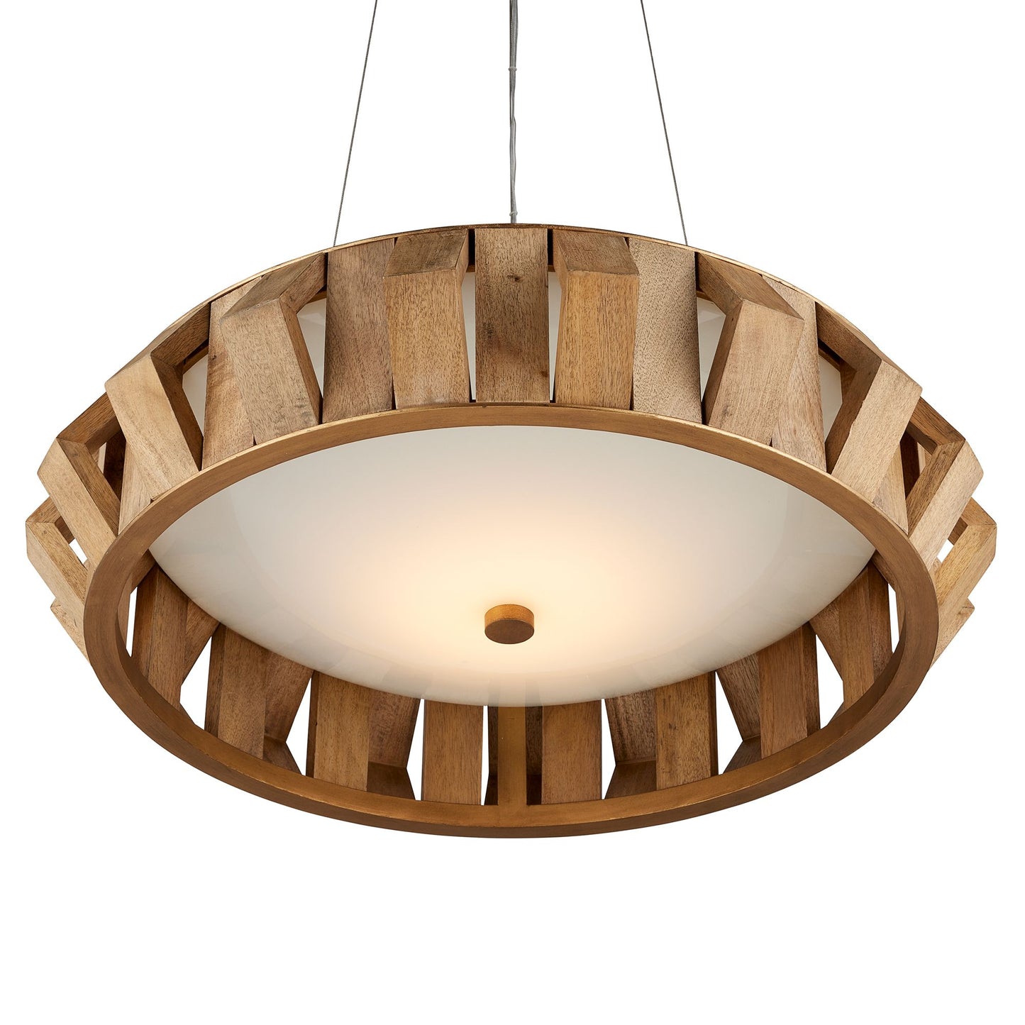 Plunge 30" Wide Brass Toffee Wood LED Chandelier