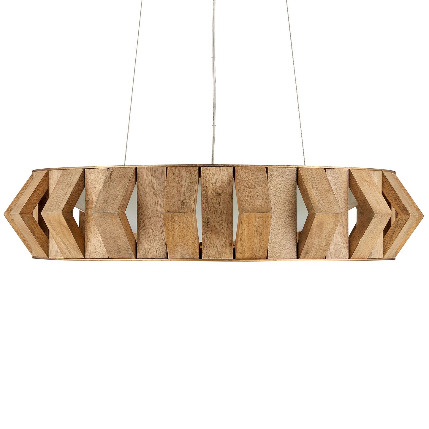Plunge 30" Wide Brass Toffee Wood LED Chandelier