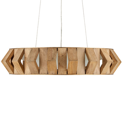 Plunge 30" Wide Brass Toffee Wood LED Chandelier
